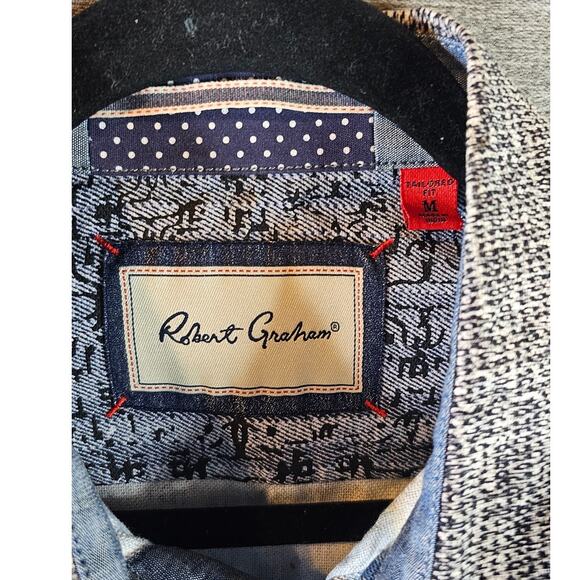 Robert Graham Knowledge Wisdom Truth Patch Pattern Shirt Blue/Gray Sz M - Picture 4 of 8